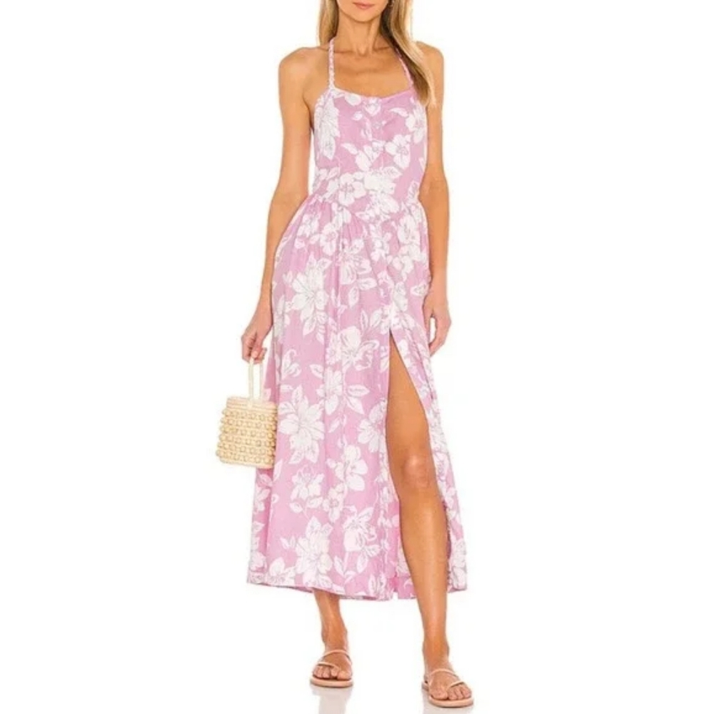 FREE PEOPLE The Perfect Sundress Low Back Pink Floral Print Medium